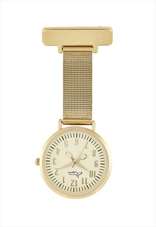 ANNIE APPLE GOLD MESH NURSE FOB WATCH LADIES