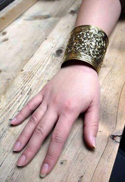 Gold Small Egyptian Statement Cuff Bracelet Adjustable