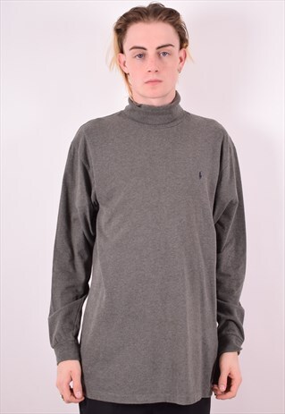 POLO RALPH LAUREN MENS VINTAGE TOP LONG SLEEVE LARGE GREY 90