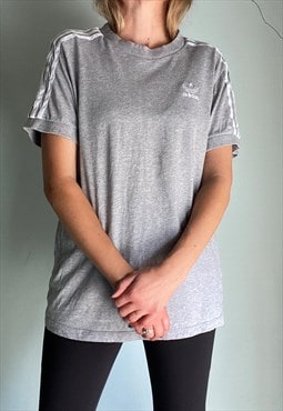 Vintage Grey Adidas 3 Stripes T-Shirt