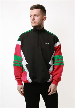 90S ADIDAS VINTAGE 1/4 ZIP COTTON JUMPER 17079