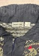 VINTAGE KNITTED CARDIGAN ABSTRACT SKIING PATTERNED SWEATER