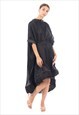 RUFFLE HEM OVERSIZED DRESS WITH BELT IN BLACK