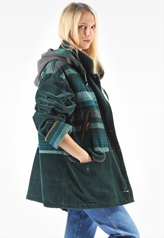 GREEN WINTER JACKET HODED COAT