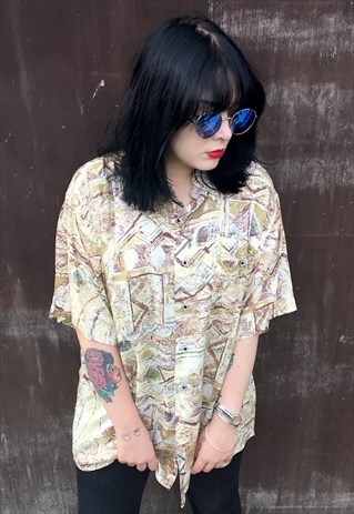 VINTAGE 90'S CRAZY/ABSTRACT PRINT SHIRT
