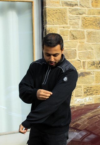 VINTAGE BLACK PAUL & SHARK 1/4 ZIP SWEATSHIRT