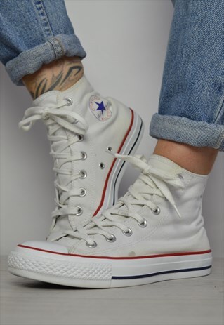 VINTAGE 90S CONVERSE WHITE HI TOPS GRUNGE RETRO PREPPY