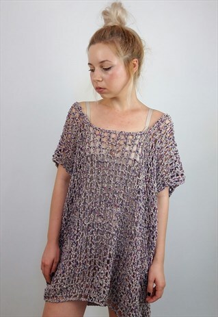 VINTAGE HANDMADE LARGE MESH KNIT FESTIVAL TOP / DRESS / VEST