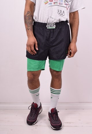 KAPPA MENS VINTAGE SHORTS LARGE BLACK 90'S
