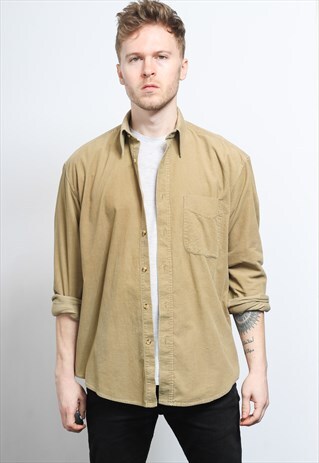 VINTAGE CORDUROY CORD SHIRT BROWN