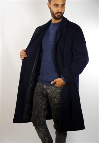 BLUE WOOL COAT / BURBERRY'S / VINTAGE BURBERRY