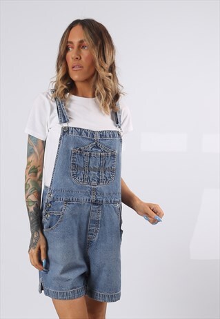 DENIM DUNGAREE SHORTS ROUTE 66 VINTAGE UK 16 (62E)