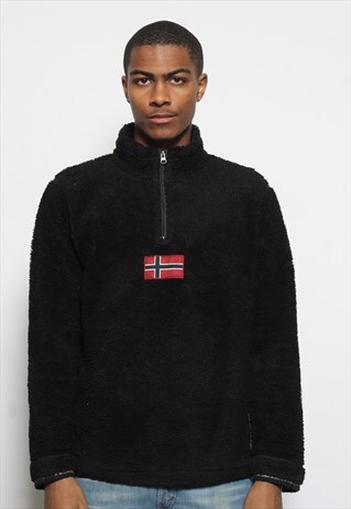 VINTAGE NAPAPIJRI 1/4 ZIP BIG LOGO JUMPER BLACK