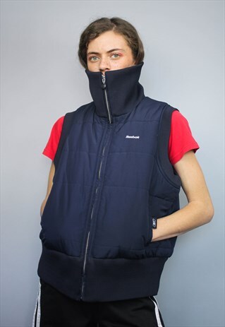 VINTAGE REEBOK NAVY BLUE PADDED GILLET JACKET
