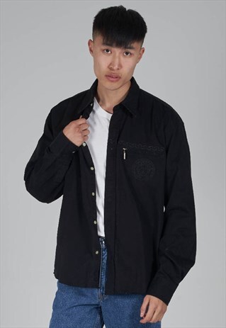 VINTAGE 90S RARE VERSACE BLACK MEDUSA SHIRT