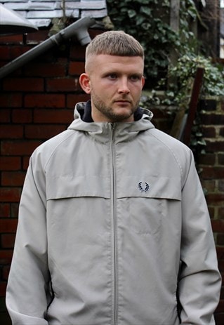 VINTAGE BEIGE FRED PERRY HOODED JACKET MEDIUM