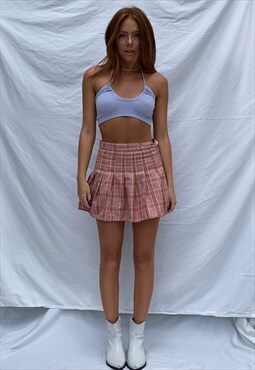 Pink Plaid Skirt