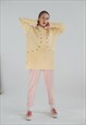 VINTAGE 80S OVERSIZED STUDDED KNITWEAR SWEATER IN YELLOW L