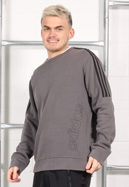 Vintage Adidas Sweatshirt in Grey Crewneck Jumper Medium