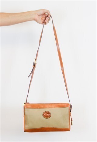 VINTAGE 90S DOONEY & BOURKE BEIGE LEATHER HANDBAG