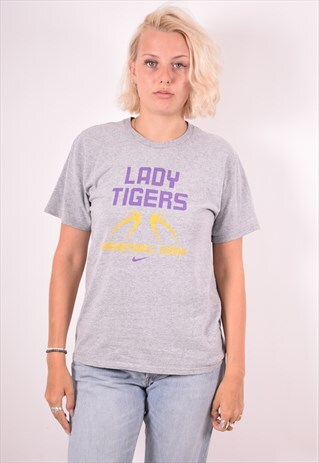 NIKE WOMENS VINTAGE T-SHIRT TOP LARGE GREY 90S