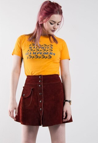 70'S BUTTON DOWN SUEDE SKIRT
