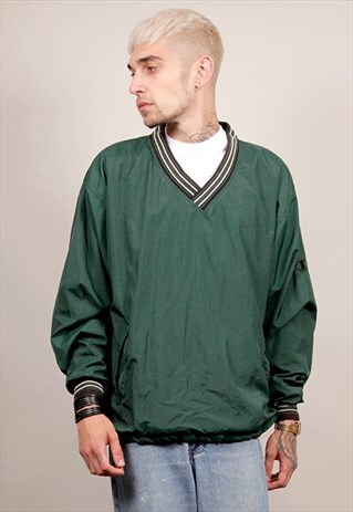 90'S VINTAGE CHAMPION GREEN OVERSIZED SHELL SWEATER