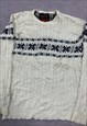 VINTAGE KNITTED JUMPER ABSTRACT PATTERNED KNIT SWEATER