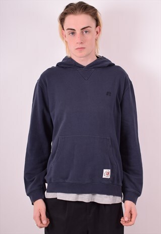 RUSSELL ATHLETIC MENS VINTAGE HOODIE JUMPER XL NAVY BLUE 90S