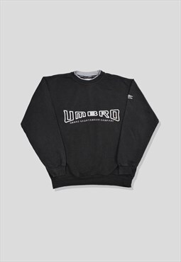 Vintage 90s Umbro Embroidered Logo Sweatshirt in Black