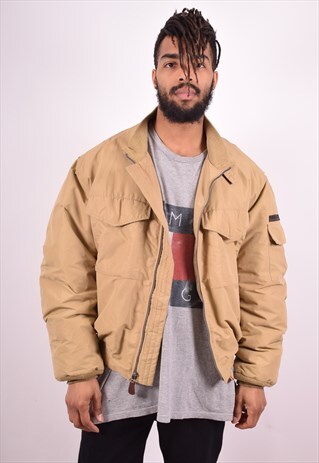 POLO RALPH LAUREN MENS VINTAGE BOMBER JACKET LARGE BEIGE 90'