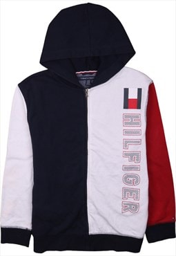 Vintage 90's Tommy Hilfiger Hoodie Spellout Full Zip Up Navy