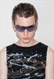 Y2K SNAKE SEXY RIMLESS SUNGLASSES IN SILVER & ICY BLUE