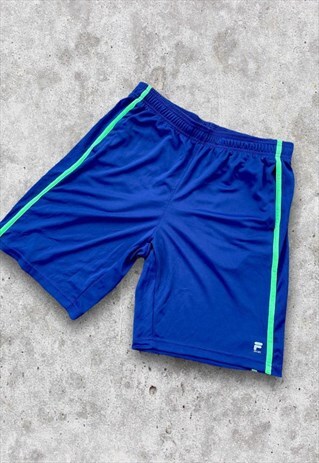 VINTAGE FILA SHORTS SPORTS BLUE STRIPED LARGE