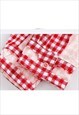 GINGHAM SHIRT LONG SLEEVE CHECK BLOUSE TOP IN RED WHITE