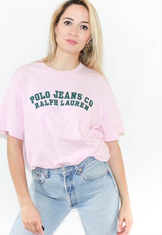 VINTAGE 90'S OVERSIZED RALPH LAUREN SPELLOUT BABY PINK TOP
