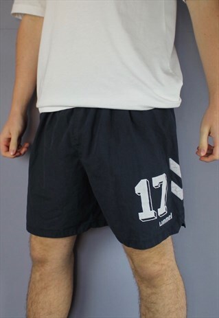 VINTAGE HUMMEL SHORTS IN GREY WITH FABRIC PRINT LOGO AND DRA