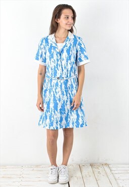 Vintage Women's L 90's Tight Shirt Dress Summer Finland Belt