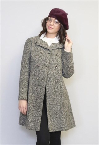 VINTAGE 1960'S GREY HERRITAGE WOOL COAT