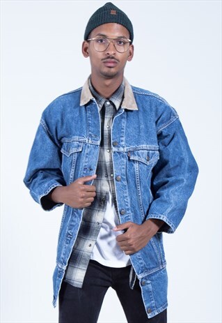 VINTAGE 80S LEVI'S CONTRAST COLLAR DENIM COAT / S7583