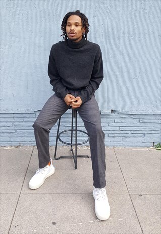 90S MINIMALIST LUXURY GREY LAMBSWOOL TURTLE NECK SWEATER