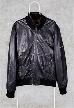 Vintage Ashwood Black Leather Jacket Genuine Real Large 