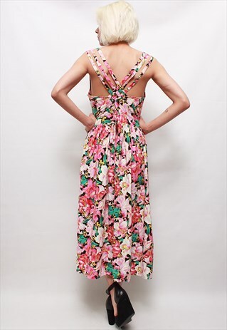 VINTAGE 80'S BEAUTIFUL CUTE PASTEL PINK FLOWER DRESS