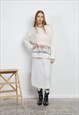 VINTAGE OVERSIZED BOXY FIT JUMPER TEDDY BEAR PATTERN CREAM