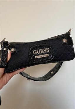 Vintage Y2K Guess Bag Black Shoulder Bag with Chain Handle