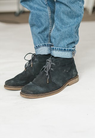 VINTAGE 90S SUEDE LACE UP SHOES IN BLUE