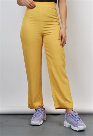 VINTAGE 80'S YELLOW SUPER HIGH-WAIST TROUSERS