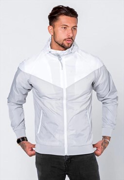 54 Floral Premium Contrast Zip Windrunner Jacket - Grey