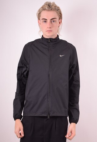 NIKE MENS VINTAGE TRACKSUIT TOP JACKET MEDIUM BLACK 90S