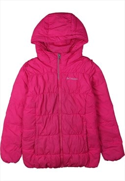 Vintage 90's Columbia Puffer Jacket Hooded Full Zip Up Pink